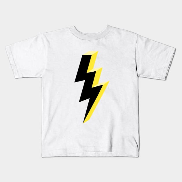 Electric Yellow and Black Lightning Kids T-Shirt by OneThreeSix